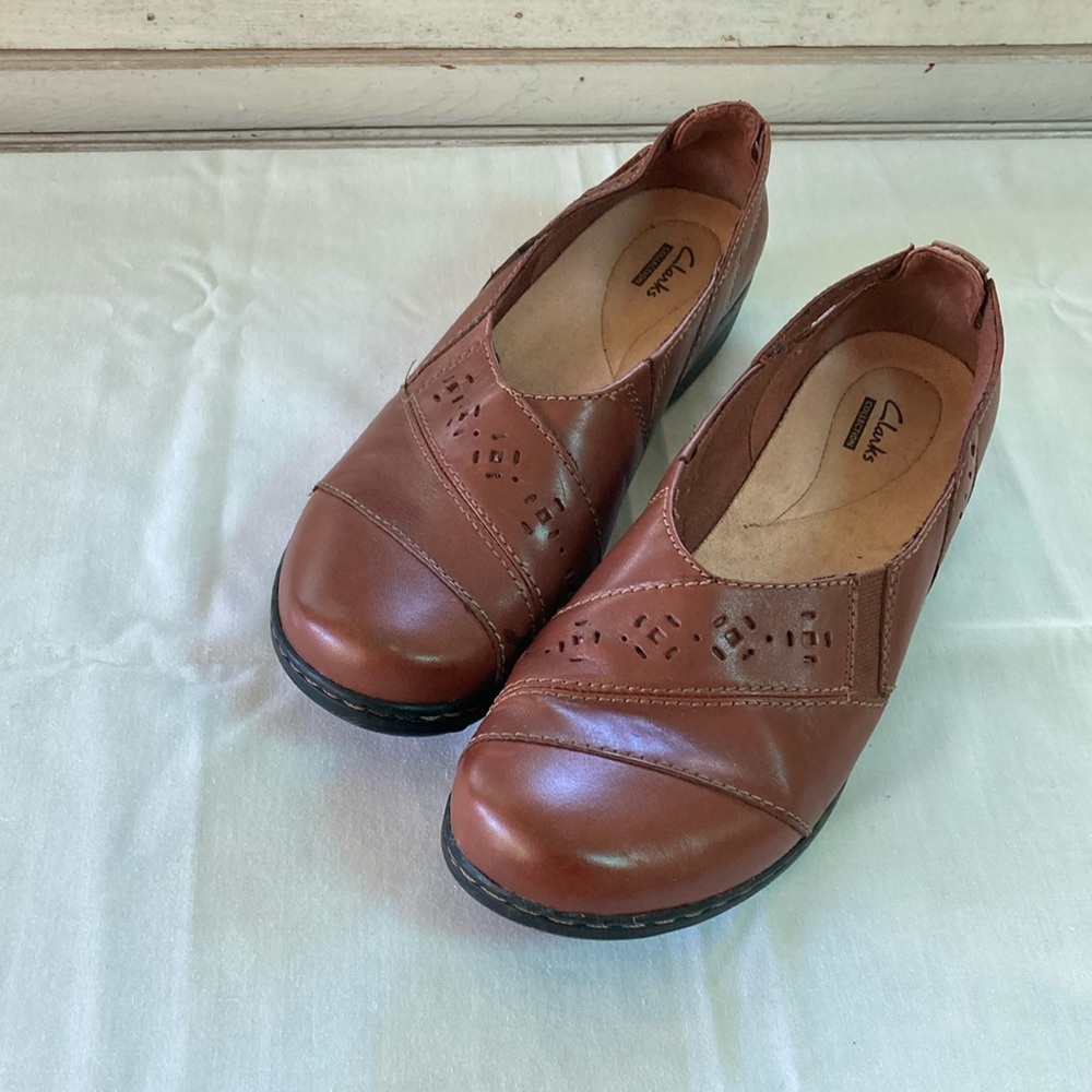 Clarks Evianna Brown Loafers with Perforated Design